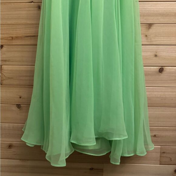 Vintage Mike Benet Size Small Lime Green Sequin Babydoll Chiffon Prom Dress - Picture 5 of 13